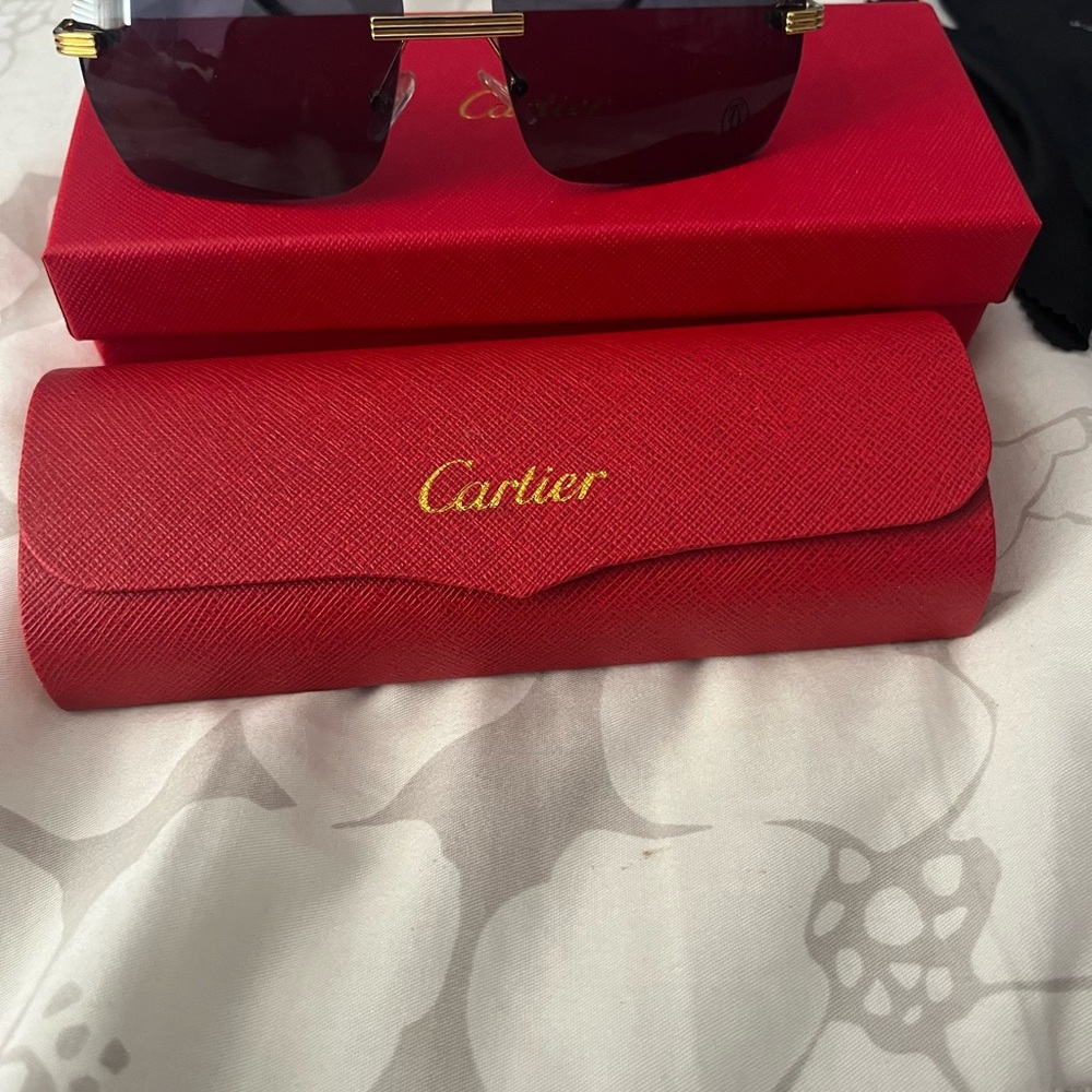 Cartier Sunglasses with Gold Accents and Red Case